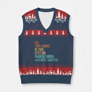 Dad I Will Always Be Your Financial Burden V-Neck Knit Sweater Vest Funny Girl Dad TS11 Navy Red Print Your Wear