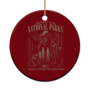Protect Our National Parks Funny Cryptid Weirdcore Ceramic Ornament Where Legends Still Roam Free Bigfoot Monthman