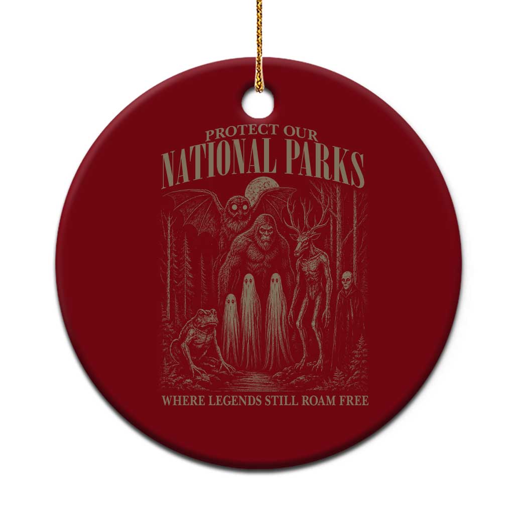 Protect Our National Parks Funny Cryptid Weirdcore Ceramic Ornament Where Legends Still Roam Free Bigfoot Monthman TS11 1pc Red Print Your Wear