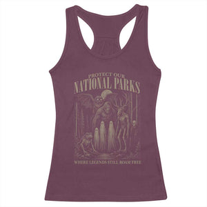 Protect Our National Parks Funny Cryptid Weirdcore Racerback Tank Top Where Legends Still Roam Free Bigfoot Monthman