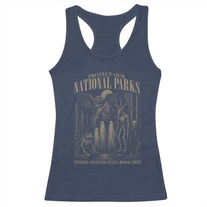 Protect Our National Parks Funny Cryptid Weirdcore Racerback Tank Top Where Legends Still Roam Free Bigfoot Monthman