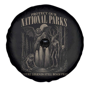 Protect Our National Parks Funny Cryptid Weirdcore Spare Tire Cover Where Legends Still Roam Free Bigfoot Monthman
