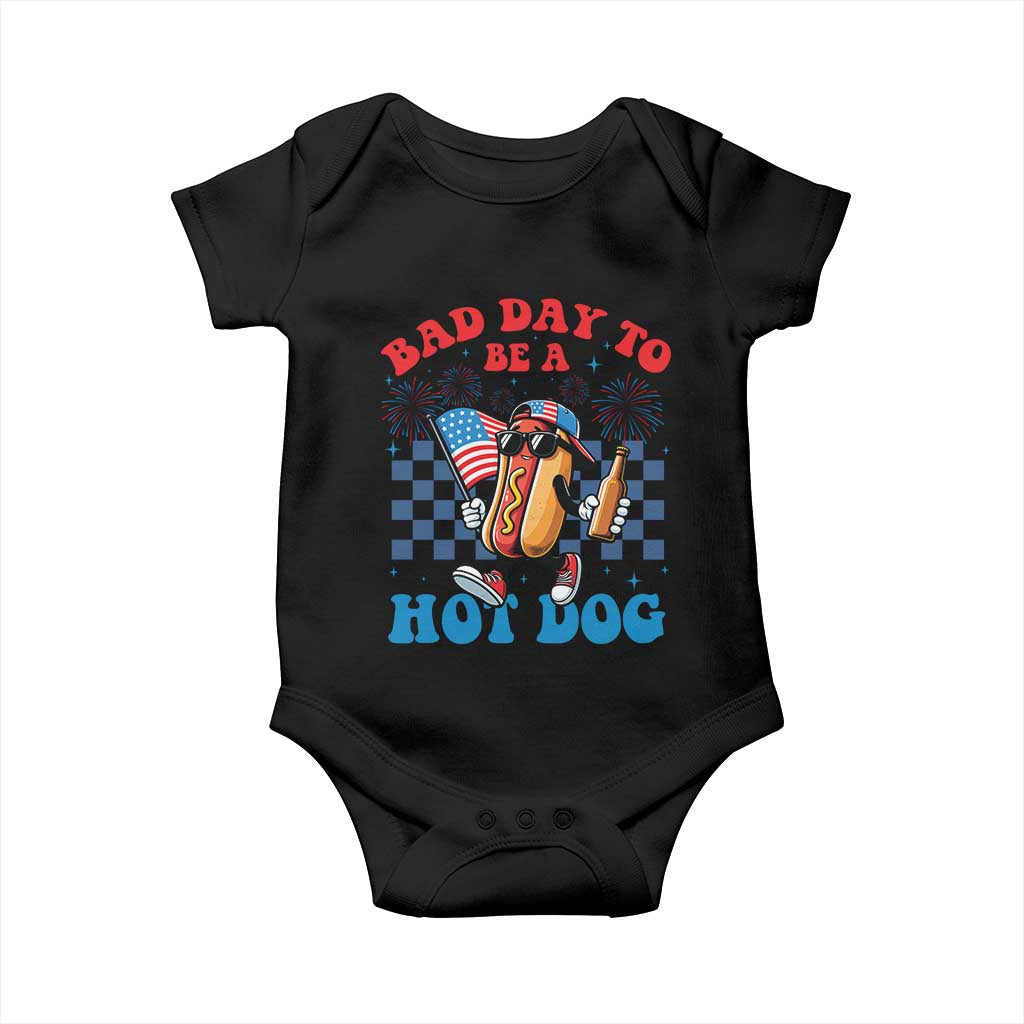 Bad Day To Be A Hot Dog 4th of July Baby Onesie Funny BBQ Grilling TS11 Black Print Your Wear