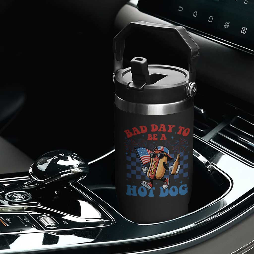 Bad Day To Be A Hot Dog 4th of July Flip Straw Tumbler Funny BBQ Grilling