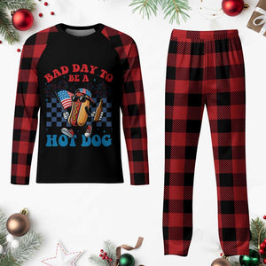 Bad Day To Be A Hot Dog 4th of July Plaid Pajama Set Funny BBQ Grilling