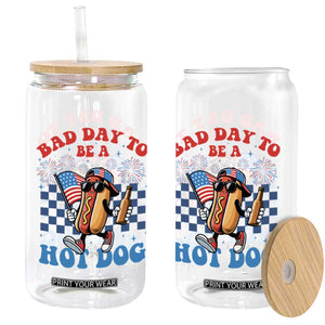 Bad Day To Be A Hot Dog 4th of July Glass Can Funny BBQ Grilling