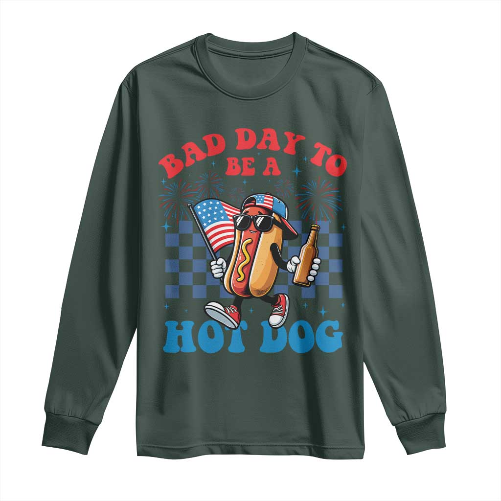 Bad Day To Be A Hot Dog 4th of July Long Sleeve Shirt Funny BBQ Grilling