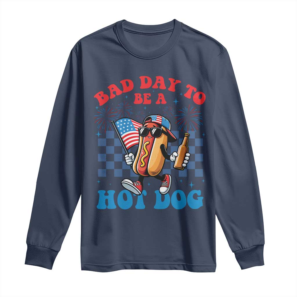 Bad Day To Be A Hot Dog 4th of July Long Sleeve Shirt Funny BBQ Grilling