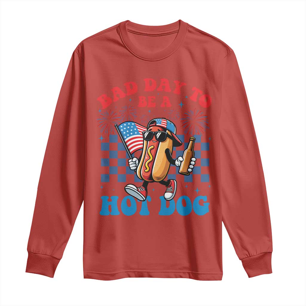 Bad Day To Be A Hot Dog 4th of July Long Sleeve Shirt Funny BBQ Grilling