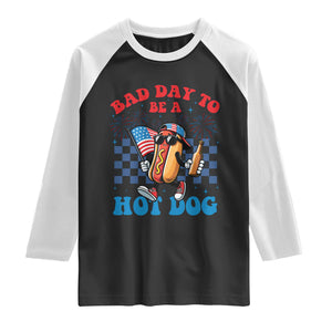 Bad Day To Be A Hot Dog 4th of July Raglan Shirt Funny BBQ Grilling