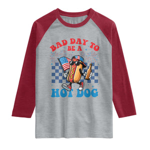 Bad Day To Be A Hot Dog 4th of July Raglan Shirt Funny BBQ Grilling