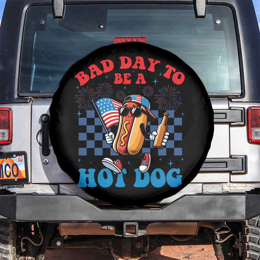 Bad Day To Be A Hot Dog 4th of July Spare Tire Cover Funny BBQ Grilling TS11 No hole Black Print Your Wear