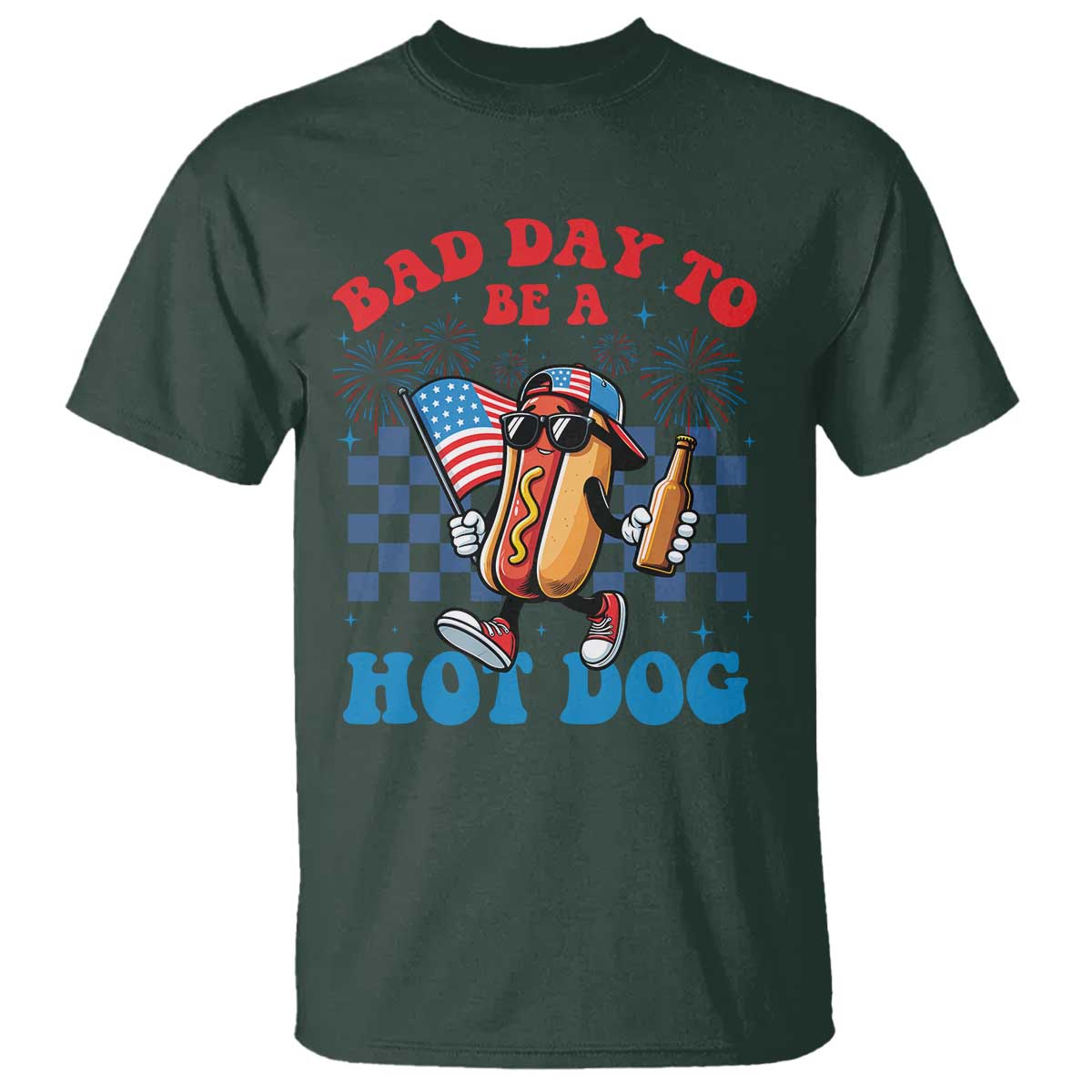 Bad Day To Be A Hot Dog 4th of July T Shirt Funny BBQ Grilling