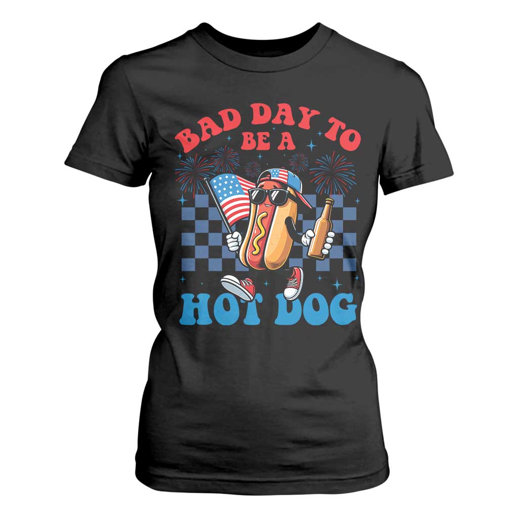 Bad Day To Be A Hot Dog 4th of July T Shirt For Women Funny BBQ Grilling