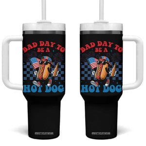 Bad Day To Be A Hot Dog 4th of July Tumbler With Handle Funny BBQ Grilling