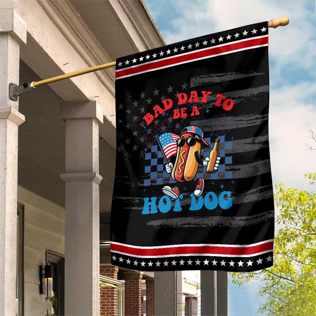 Bad Day To Be A Hot Dog 4th of July Patriotic Garden Flag Funny BBQ Grilling TS11 Distressed Black Red Print Your Wear