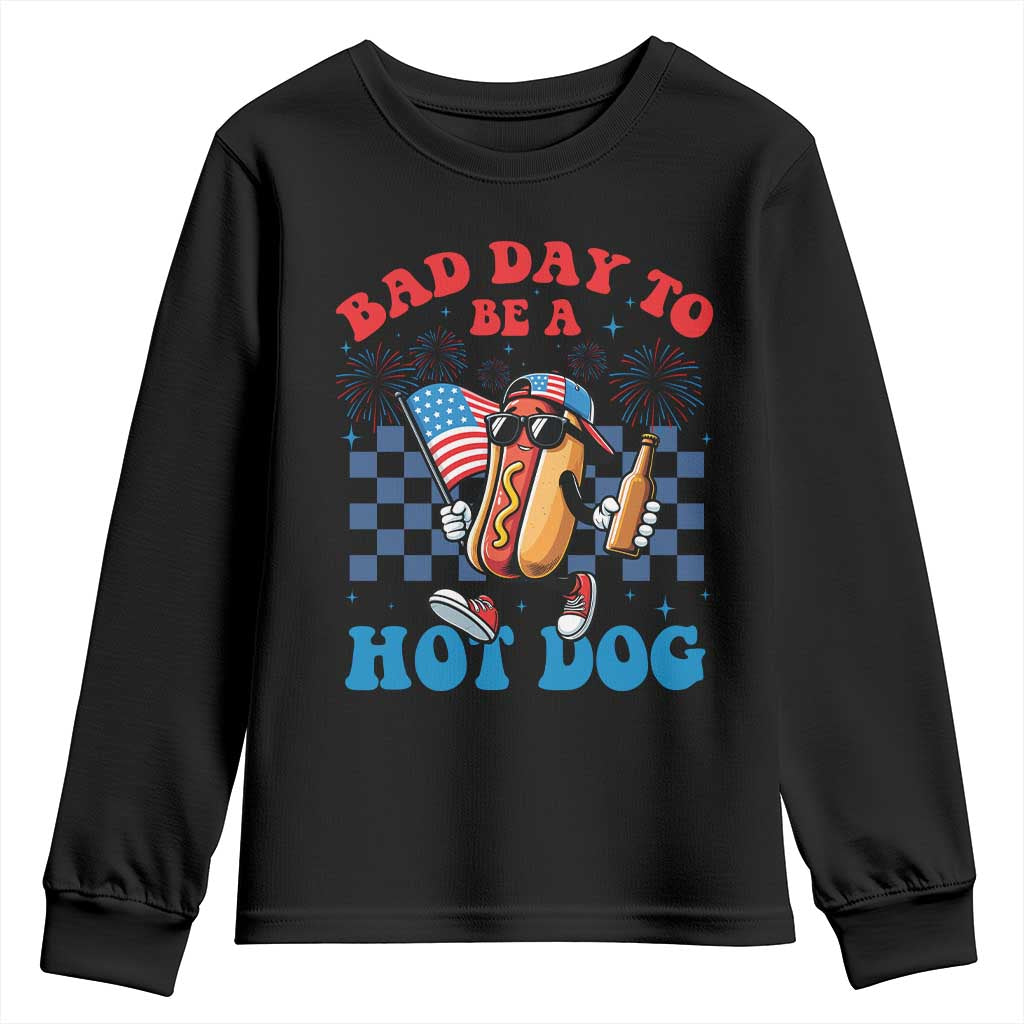 Bad Day To Be A Hot Dog 4th of July Youth Sweatshirt Funny BBQ Grilling TS11 Black Print Your Wear