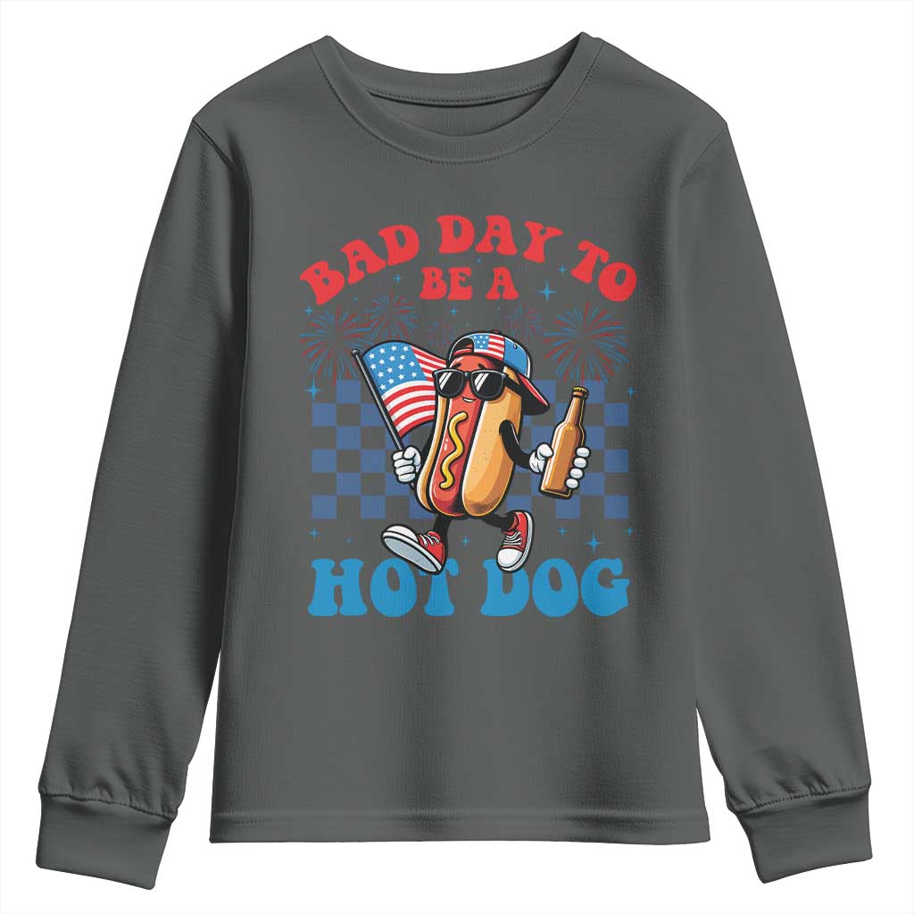 Bad Day To Be A Hot Dog 4th of July Youth Sweatshirt Funny BBQ Grilling