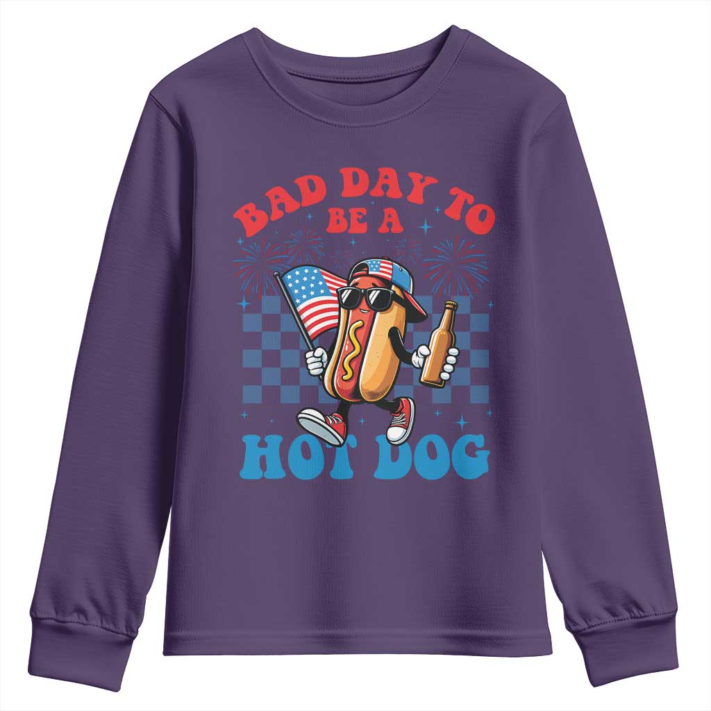 Bad Day To Be A Hot Dog 4th of July Youth Sweatshirt Funny BBQ Grilling