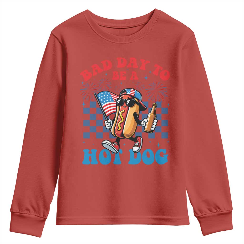 Bad Day To Be A Hot Dog 4th of July Youth Sweatshirt Funny BBQ Grilling