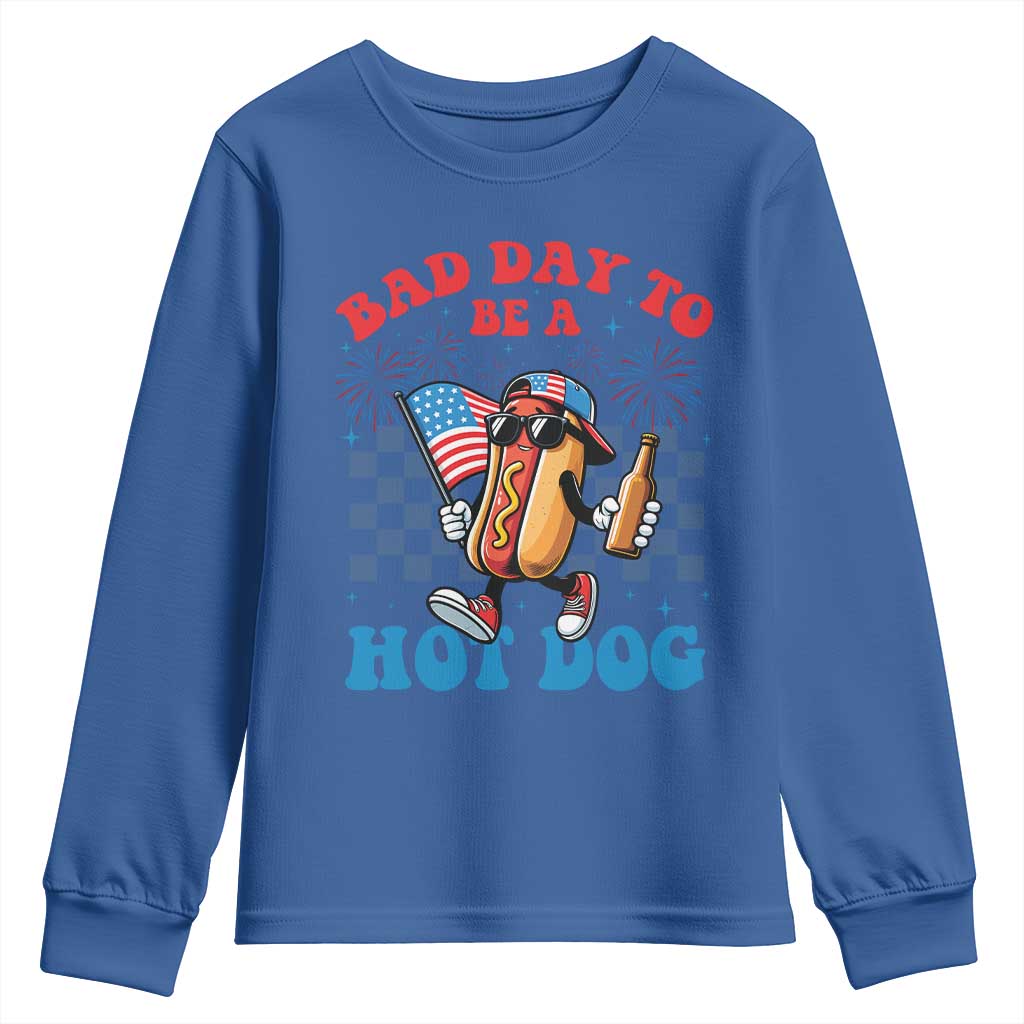 Bad Day To Be A Hot Dog 4th of July Youth Sweatshirt Funny BBQ Grilling