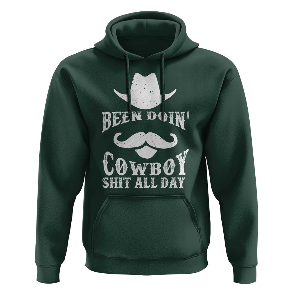 Funny Cowboy Hoodie Been Doin' Cowboy Shit Western Retro Hat TS11 Dark Forest Green Print Your Wear
