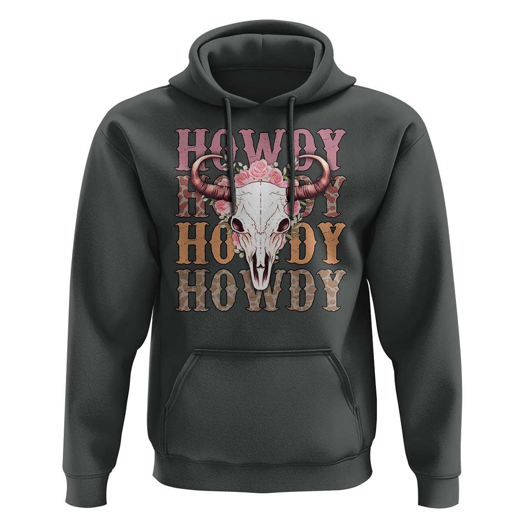 Country Cowgirl Hoodie Howdy Rodeo Cowboy Flower Skull TS11 Dark Heather Print Your Wear