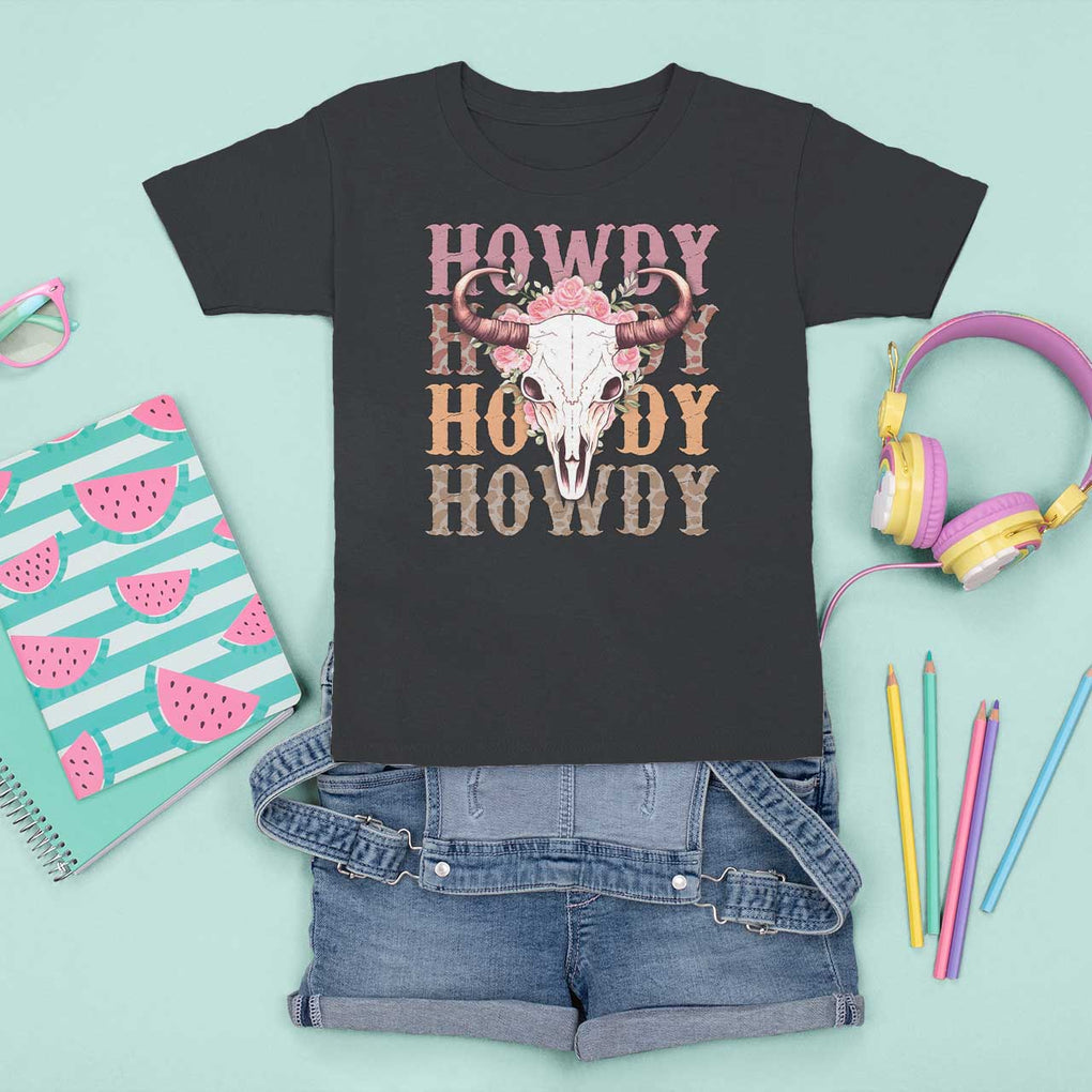 Country Cowgirl T Shirt For Kid Howdy Rodeo Cowboy Flower Skull TS11 Black Print Your Wear