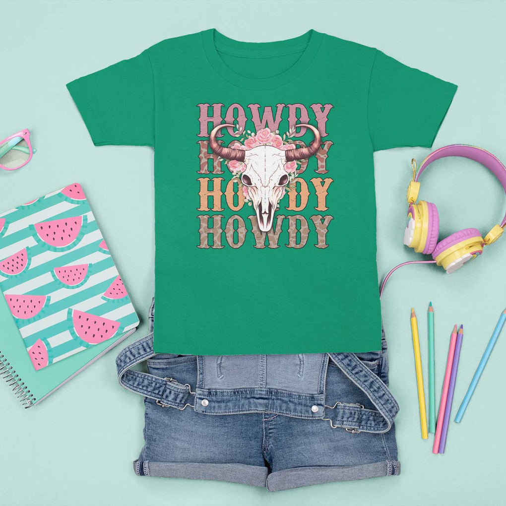 Country Cowgirl T Shirt For Kid Howdy Rodeo Cowboy Flower Skull TS11 Irish Green Print Your Wear