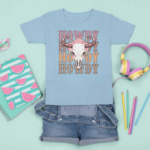 Country Cowgirl T Shirt For Kid Howdy Rodeo Cowboy Flower Skull TS11 Light Blue Print Your Wear