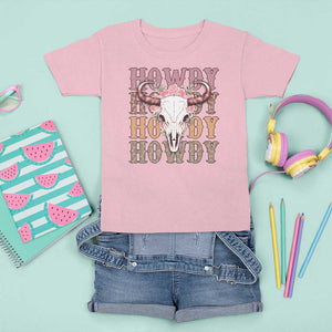 Country Cowgirl T Shirt For Kid Howdy Rodeo Cowboy Flower Skull TS11 Light Pink Print Your Wear