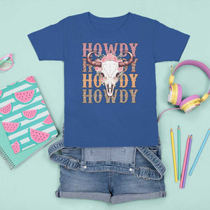 Country Cowgirl T Shirt For Kid Howdy Rodeo Cowboy Flower Skull TS11 Royal Blue Print Your Wear