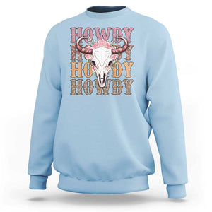 Country Cowgirl Sweatshirt Howdy Rodeo Cowboy Flower Skull TS11 Light Blue Print Your Wear
