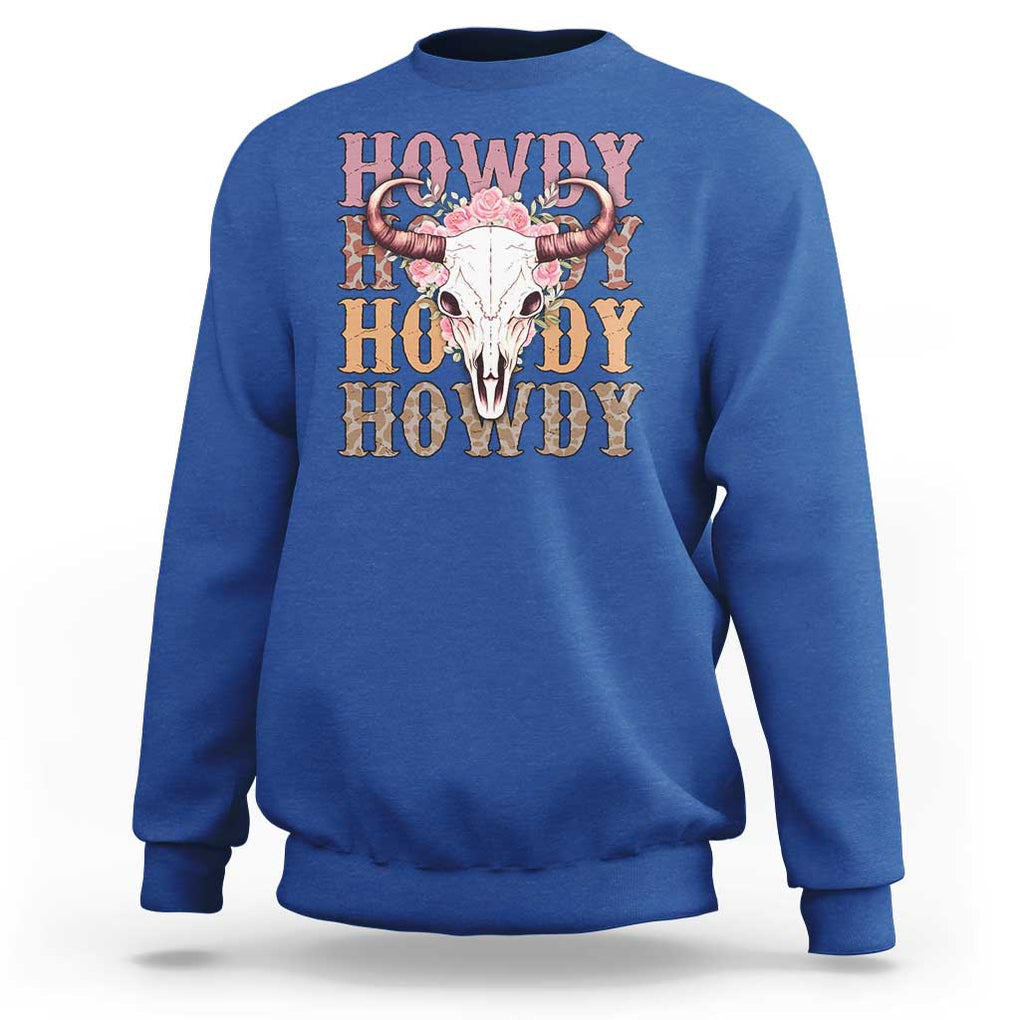 Country Cowgirl Sweatshirt Howdy Rodeo Cowboy Flower Skull TS11 Royal Blue Print Your Wear