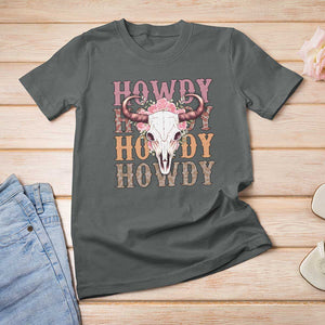Country Cowgirl T Shirt For Women Howdy Rodeo Cowboy Flower Skull TS11 Dark Heather Print Your Wear