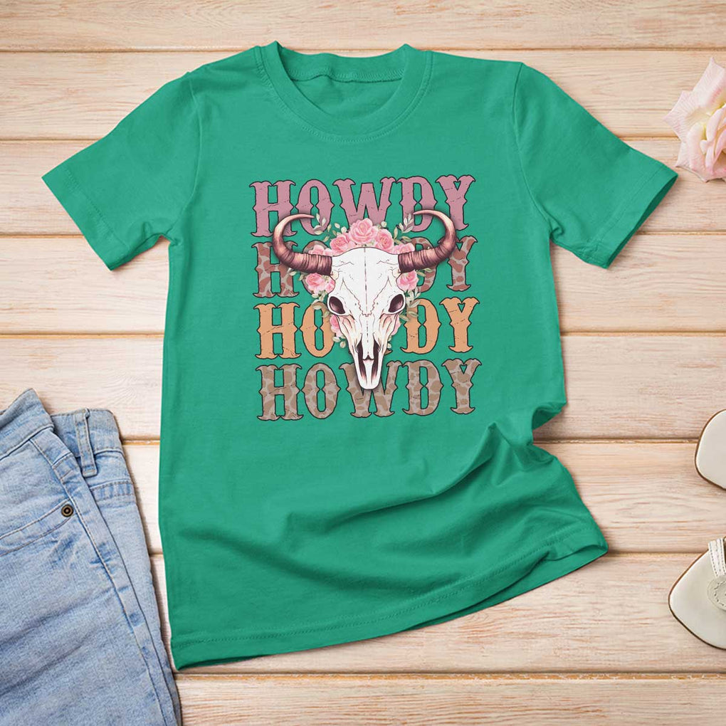 Country Cowgirl T Shirt For Women Howdy Rodeo Cowboy Flower Skull TS11 Irish Green Print Your Wear