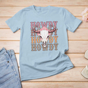 Country Cowgirl T Shirt For Women Howdy Rodeo Cowboy Flower Skull TS11 Light Blue Print Your Wear