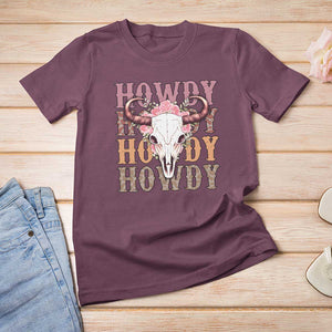 Country Cowgirl T Shirt For Women Howdy Rodeo Cowboy Flower Skull TS11 Maroon Print Your Wear