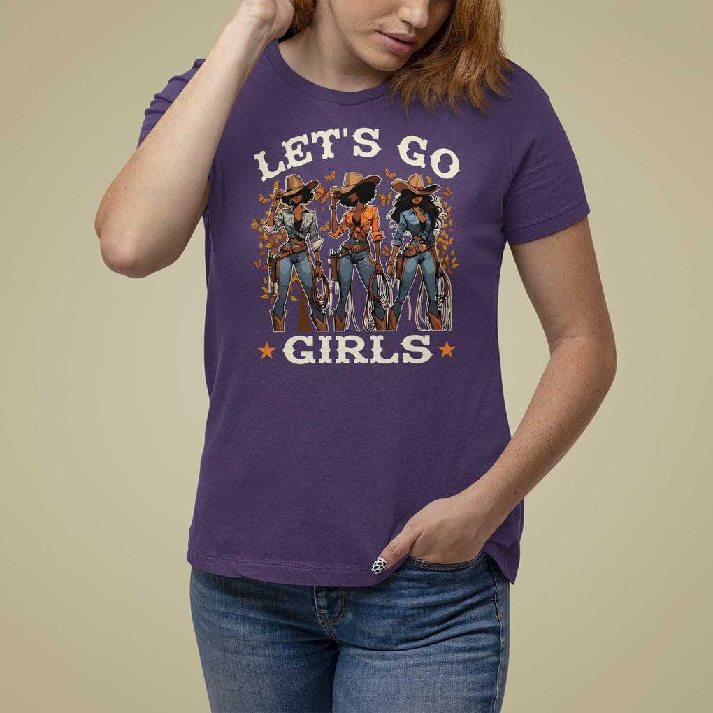 Black Cowgirl T Shirt For Women Let's Go Girl Black History Texas Country TS11 Purple Print Your Wear