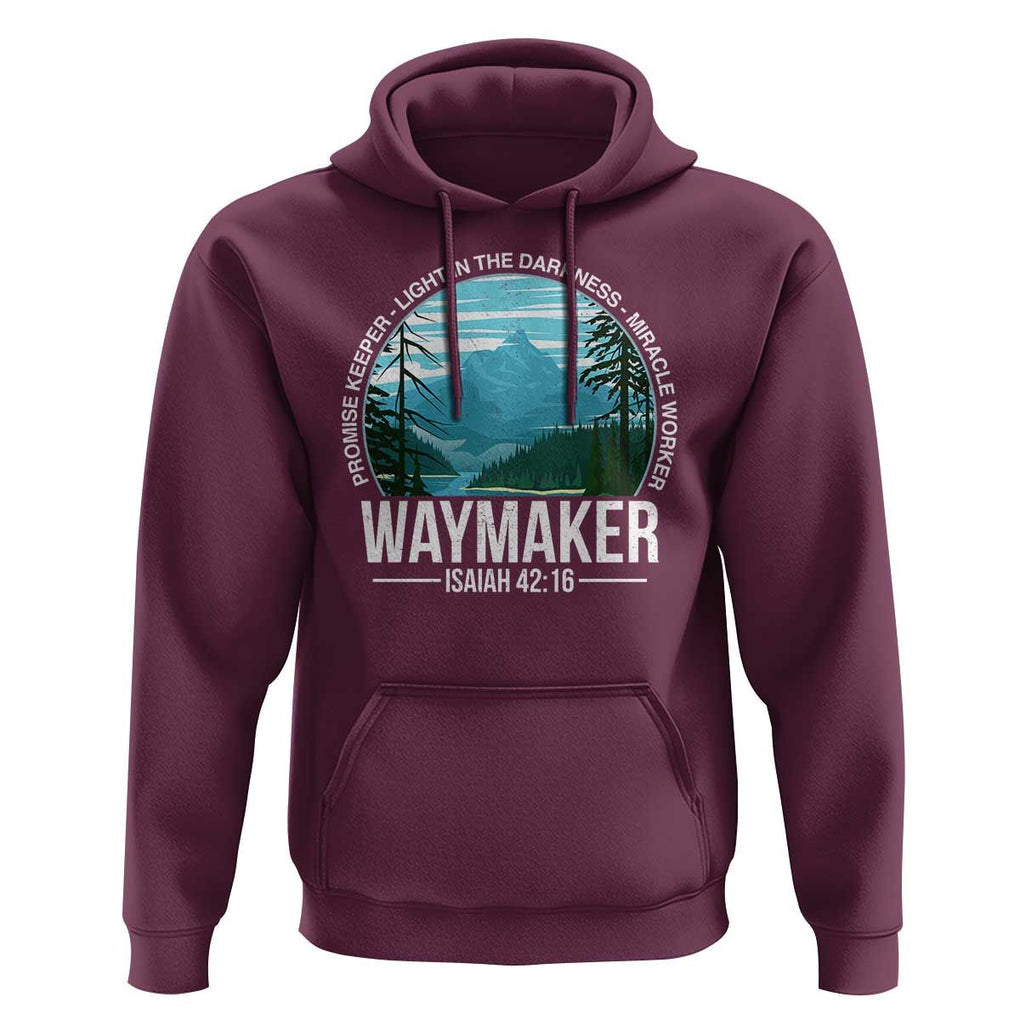 Christian Hoodie Waymaker Promise Keeper Light In The Darkness Miracle Worker Bible Verse TS11 Maroon Print Your Wear
