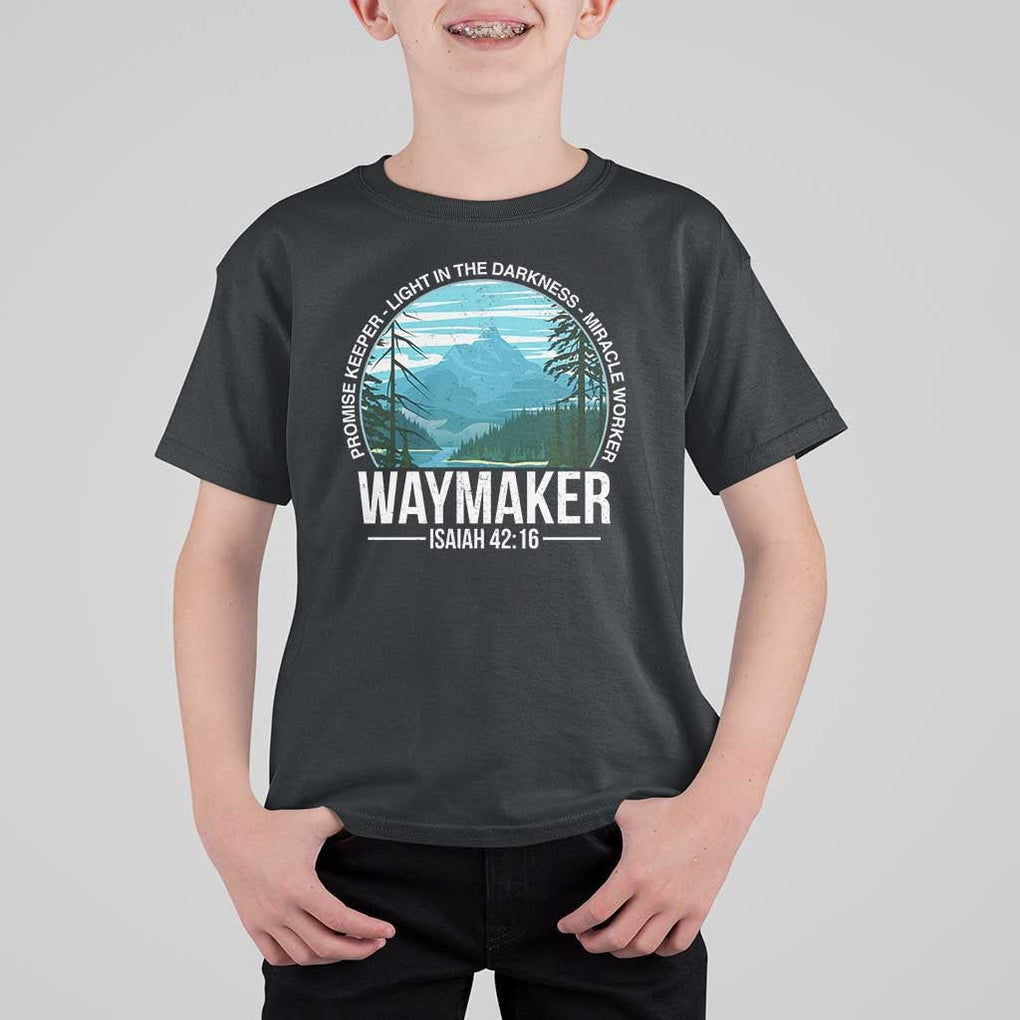 Christian T Shirt For Kid Waymaker Promise Keeper Light In The Darkness Miracle Worker Bible Verse TS11 Black Print Your Wear