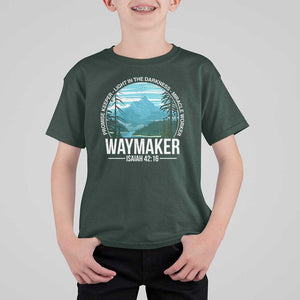 Christian T Shirt For Kid Waymaker Promise Keeper Light In The Darkness Miracle Worker Bible Verse TS11 Dark Forest Green Print Your Wear