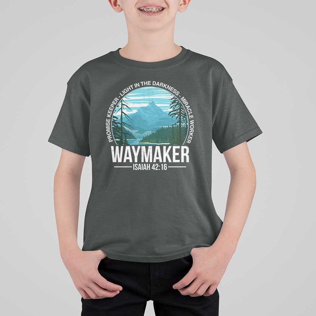 Christian T Shirt For Kid Waymaker Promise Keeper Light In The Darkness Miracle Worker Bible Verse TS11 Dark Heather Print Your Wear