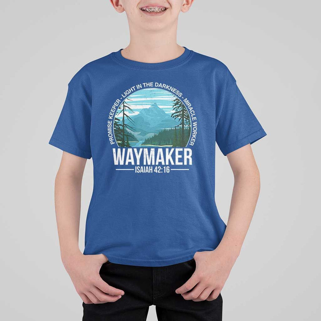 Christian T Shirt For Kid Waymaker Promise Keeper Light In The Darkness Miracle Worker Bible Verse TS11 Royal Blue Print Your Wear