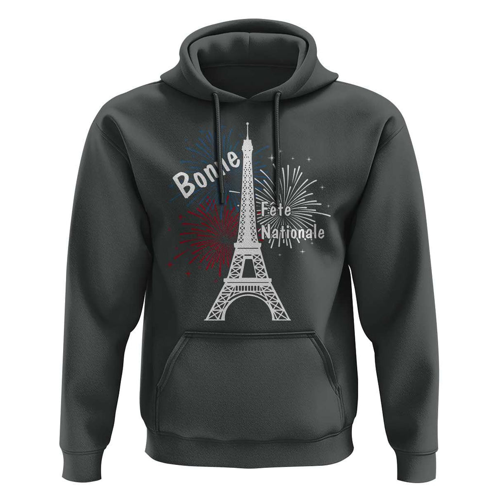 Eiffel Tower France Hoodie Bonne Fete Natiionale Paris Bastille Day TS11 Dark Heather Print Your Wear