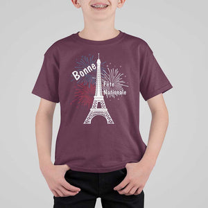Eiffel Tower France T Shirt For Kid Bonne Fete Natiionale Paris Bastille Day TS11 Maroon Print Your Wear