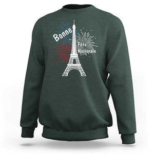 Eiffel Tower France Sweatshirt Bonne Fete Natiionale Paris Bastille Day TS11 Dark Forest Green Print Your Wear