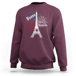 Eiffel Tower France Sweatshirt Bonne Fete Natiionale Paris Bastille Day TS11 Maroon Print Your Wear