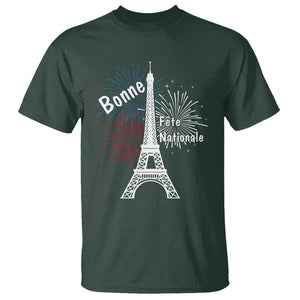 Eiffel Tower France T Shirt Bonne Fete Natiionale Paris Bastille Day TS11 Dark Forest Green Print Your Wear