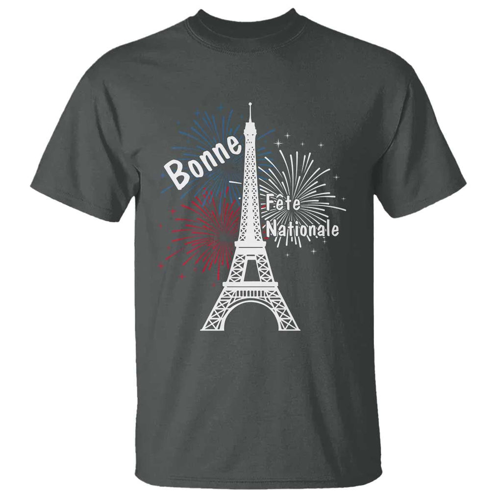 Eiffel Tower France T Shirt Bonne Fete Natiionale Paris Bastille Day TS11 Dark Heather Print Your Wear